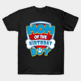 Mom Of The Birthday Boy Dog Paw Family Matching T-Shirt